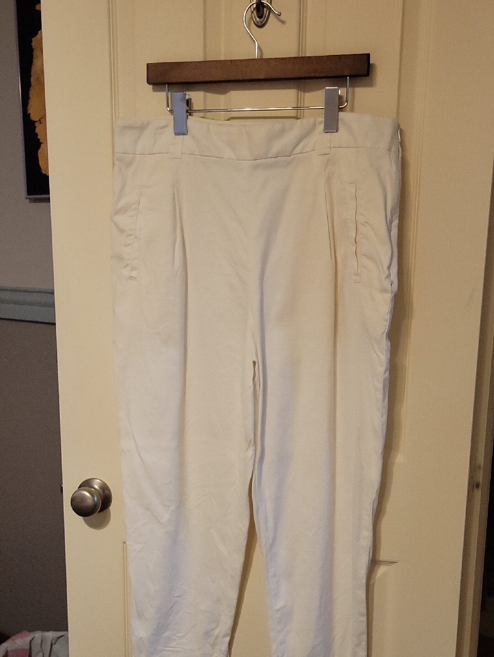 Anthropologie White Linen Trousers with Cuffs